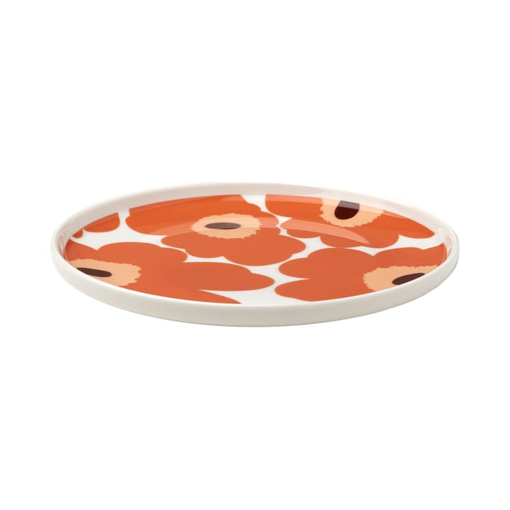 Unikko tallerken hvit-oransje-mørkebrun - Ø 20 cm - Marimekko