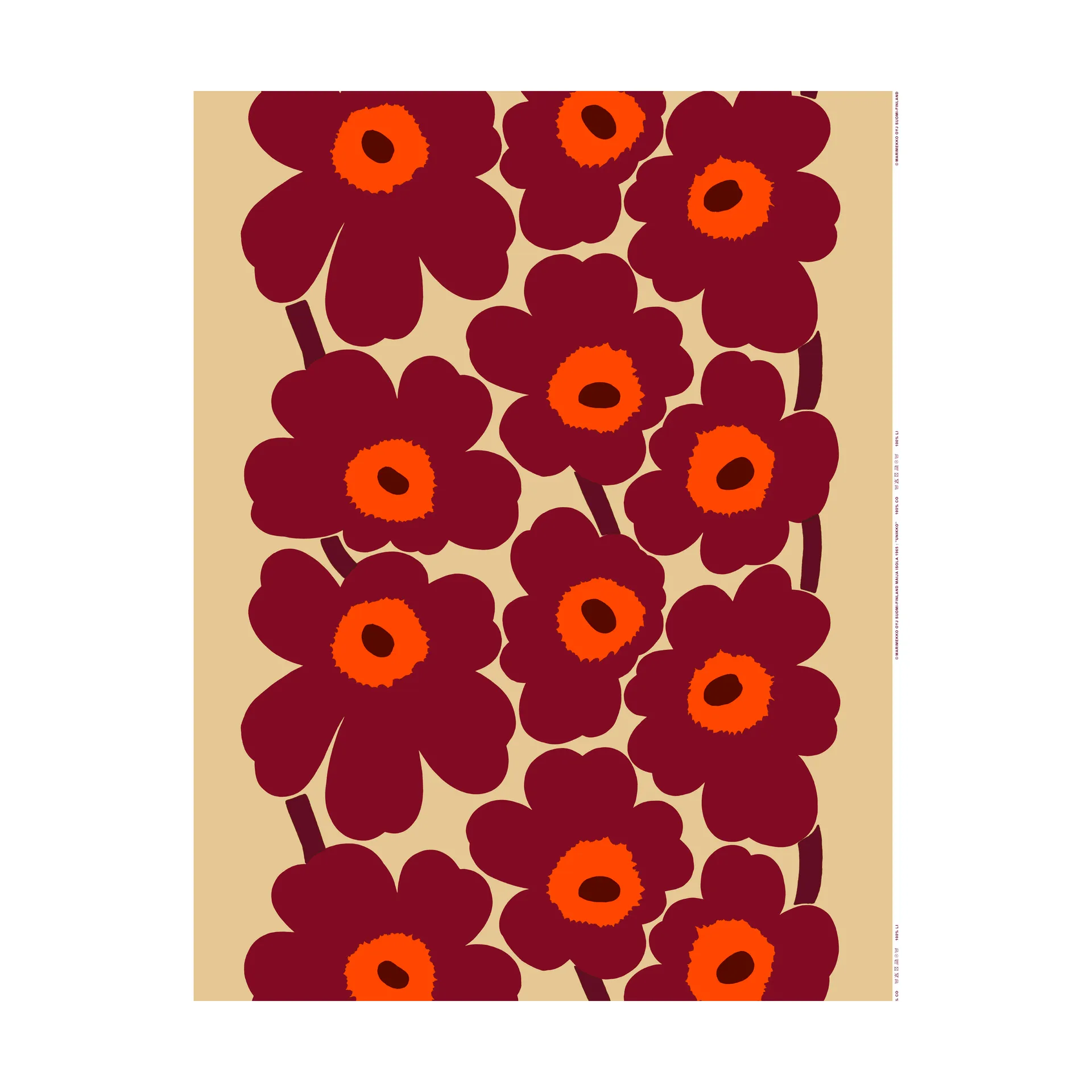 Unikko voksduk, Vanilla-wine red-red Marimekko