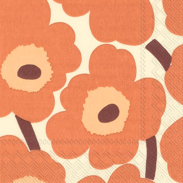 Unniko serviett 33x33 cm 20-pakning - Cream-Terracotta - Marimekko