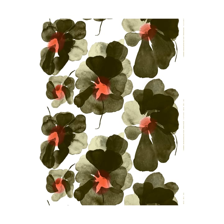 Valssi bomullsstoff - White-forest green-tomato - Marimekko