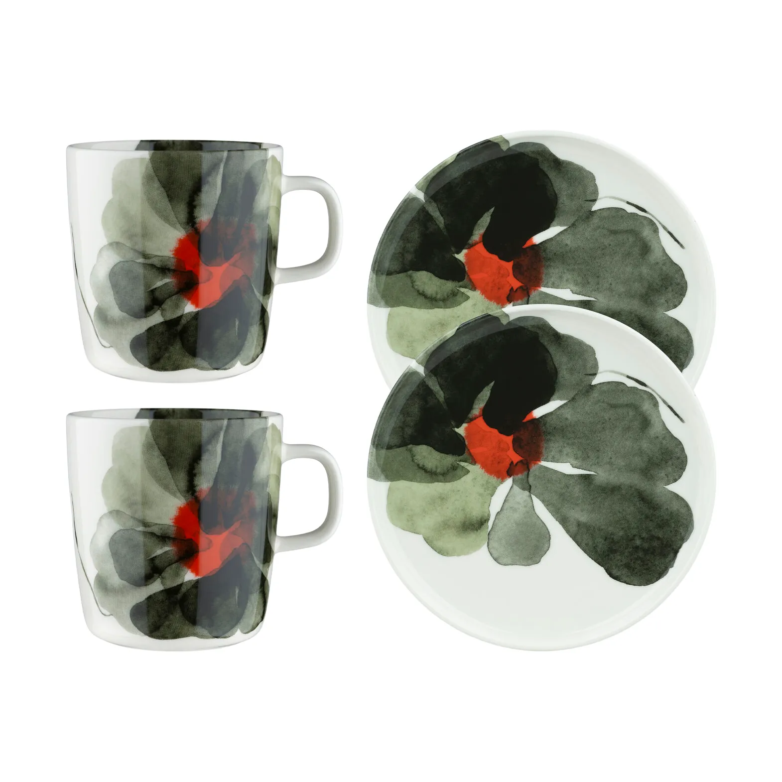 Valssi frokostsett 4 deler, White-forest green-tomato red Marimekko