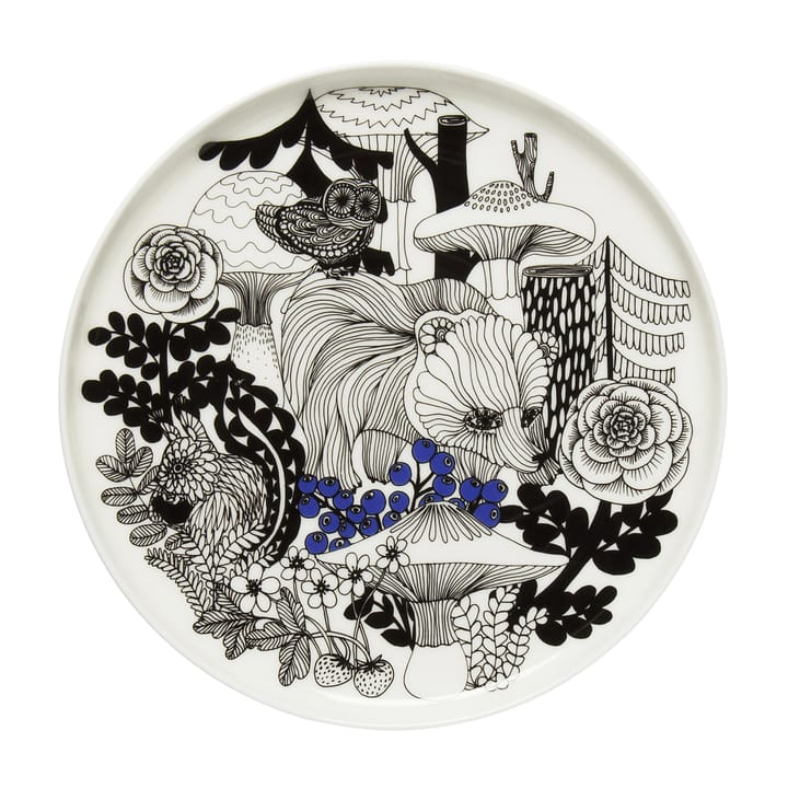 Veljekset tallerken diameter 20 cm - hvit-sort-blå - Marimekko