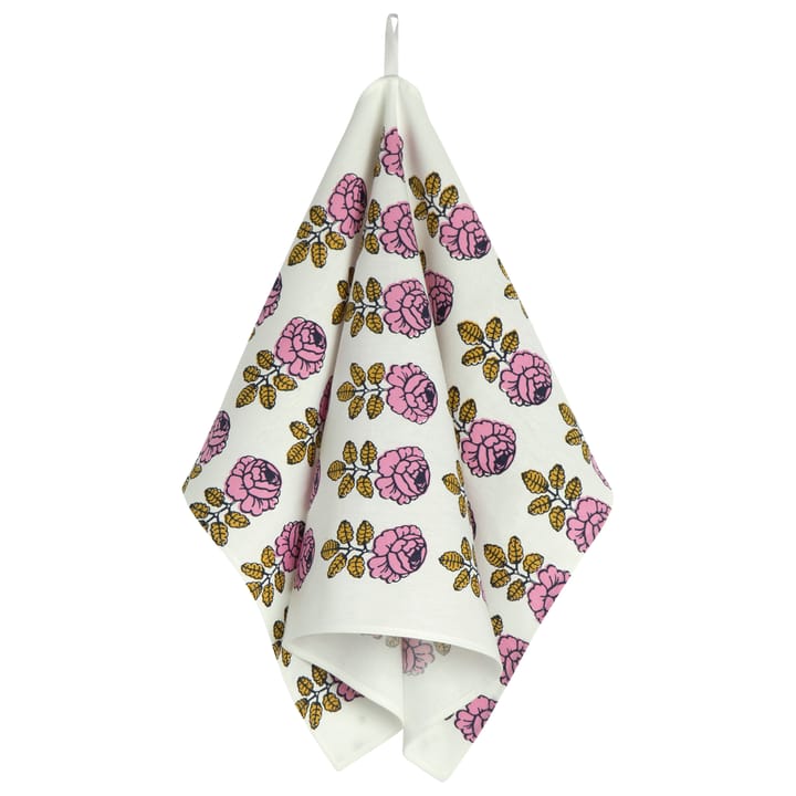 Vihkiruusu kjøkkenhåndkle - Off white-rosa-blå - Marimekko