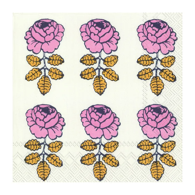 Vihkiruusu serviett 33 x 33 cm 20-pk, Hvit Marimekko