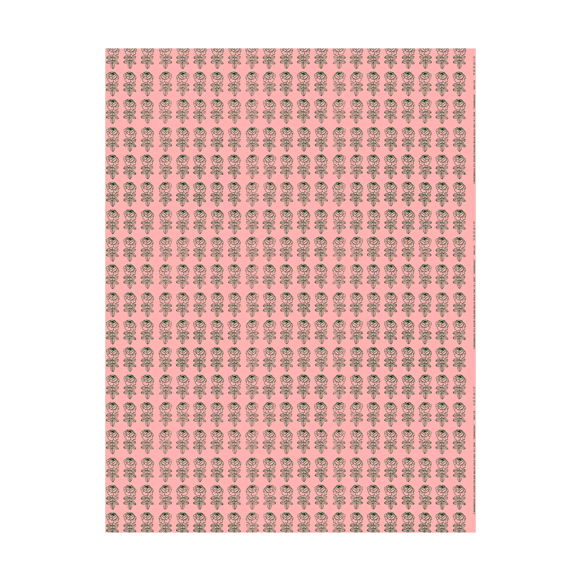 Vihkiruusu stoff, Light pink-dark green Marimekko