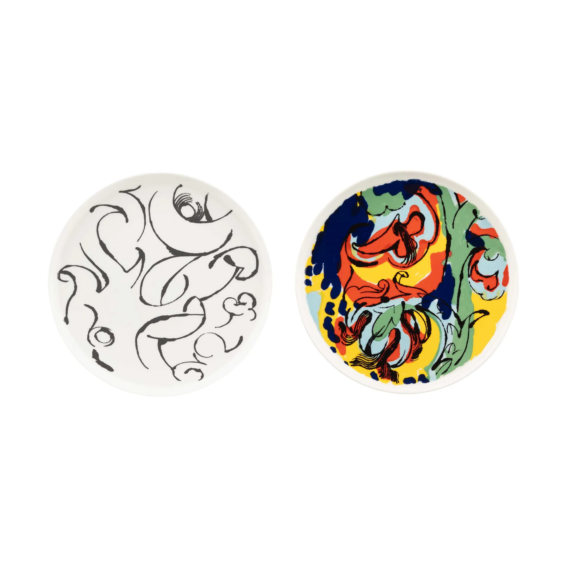 Vildstjälk & Kraftmo tallerken Ø25 cm 2 deler, White-black-multi Marimekko