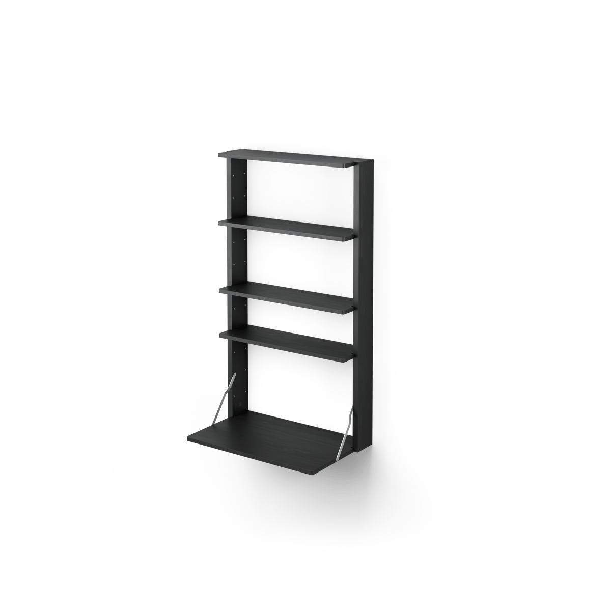 Massproductions Gridlock – M1-A4-0-D vegghylle med skrivebord Black stained Ash