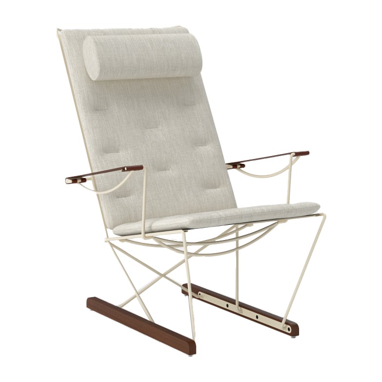 Massproductions Spark Lounge Chair, ivory-valnøttbeiset bøk Romo Ruskin Quill 7757/10