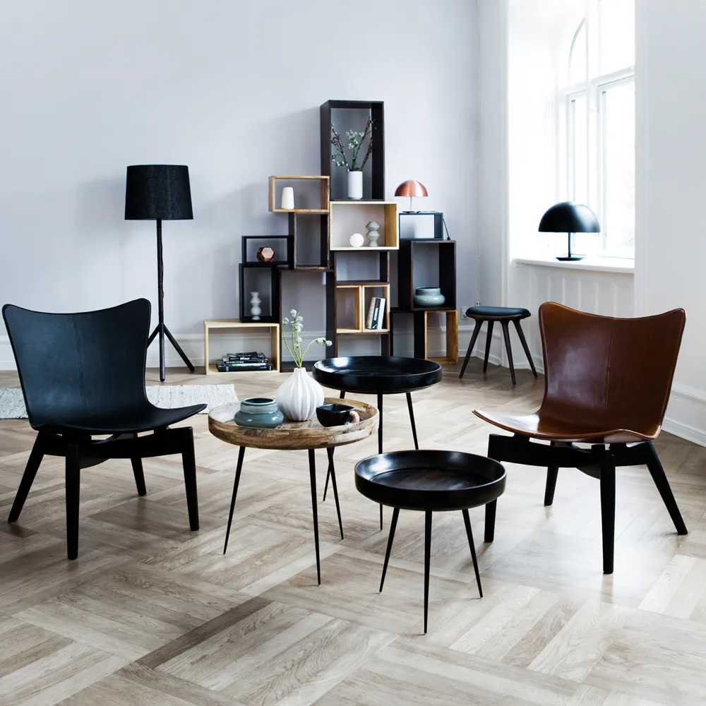 Bowl Large bord, mango natur, svart stativ Mater