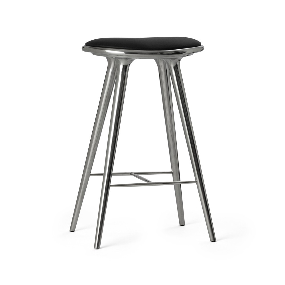 Bilde av Mater High stool barkrakk høy 74 cm skinn svart aluminiumsstativ
