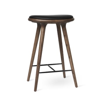 High stool barkrakk høy 74 cm - skinn svart, mørkbeiset eikestativ - Mater