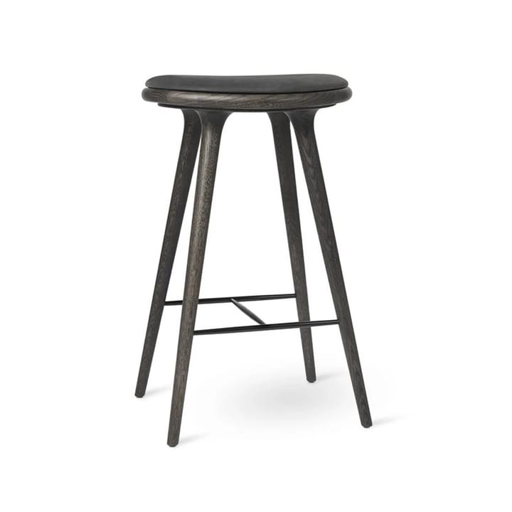 High stool barkrakk høy 74 cm - skinn svart, stativ i sirkagrey eik - Mater
