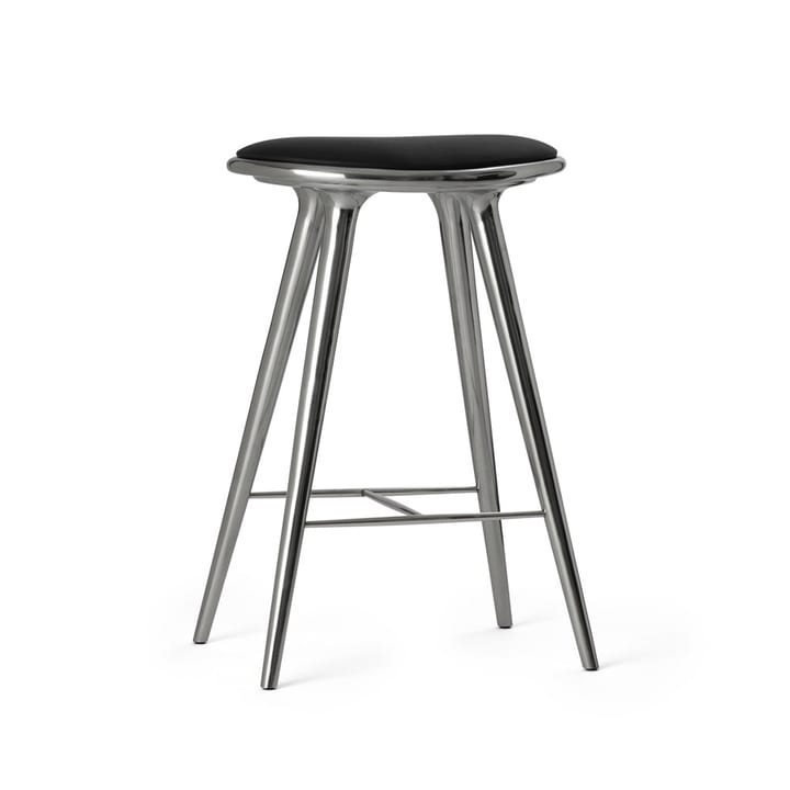 Mater high stool barkrakk lav 69 cm - skinn, svart, aluminiumsstativ - Mater
