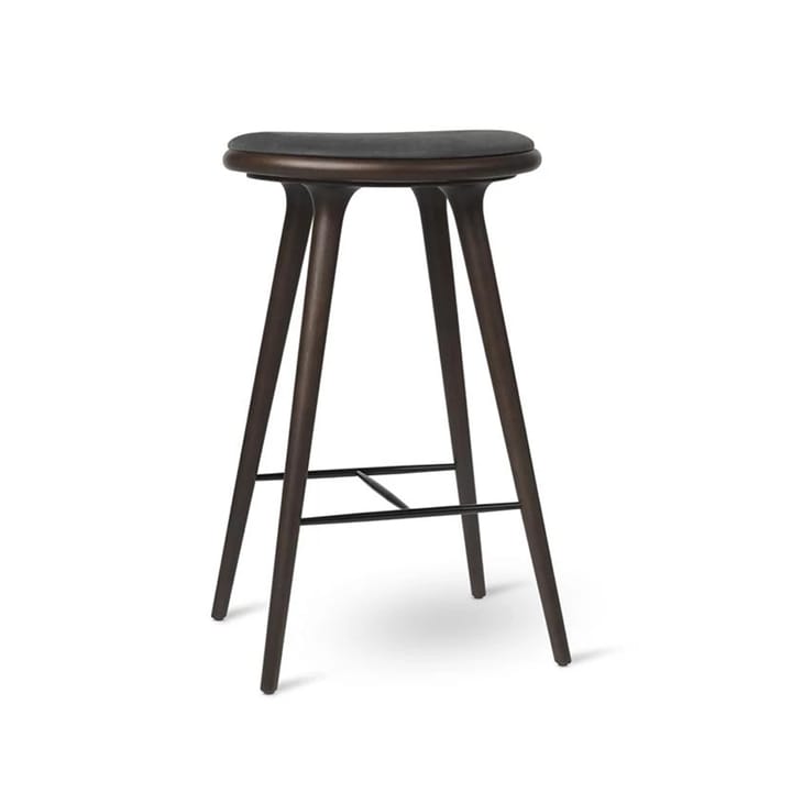 Mater high stool barkrakk lav 69 cm - skinn, svart, brunbeiset eikestativ - Mater