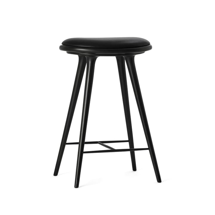Mater high stool barkrakk lav 69 cm - skinn svart, stativ i svartbeiset bøk - Mater