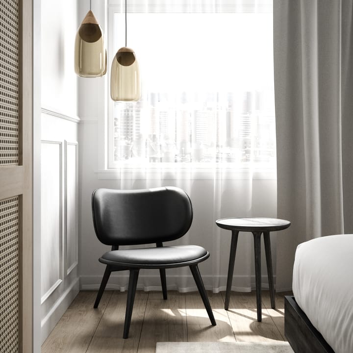 The Lounge Chair loungestol - skinn black, svartbeiset bøkestativ - Mater