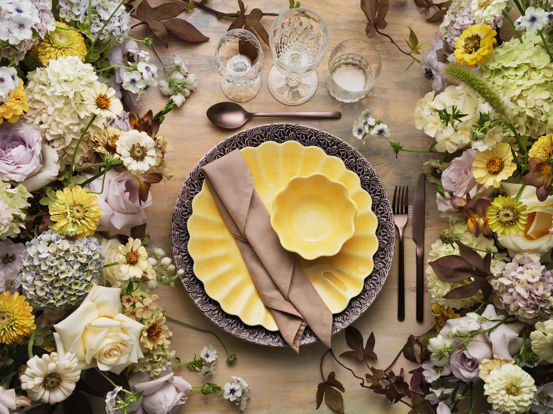 Oyster bolle Ø13 cm, Gul Mateus