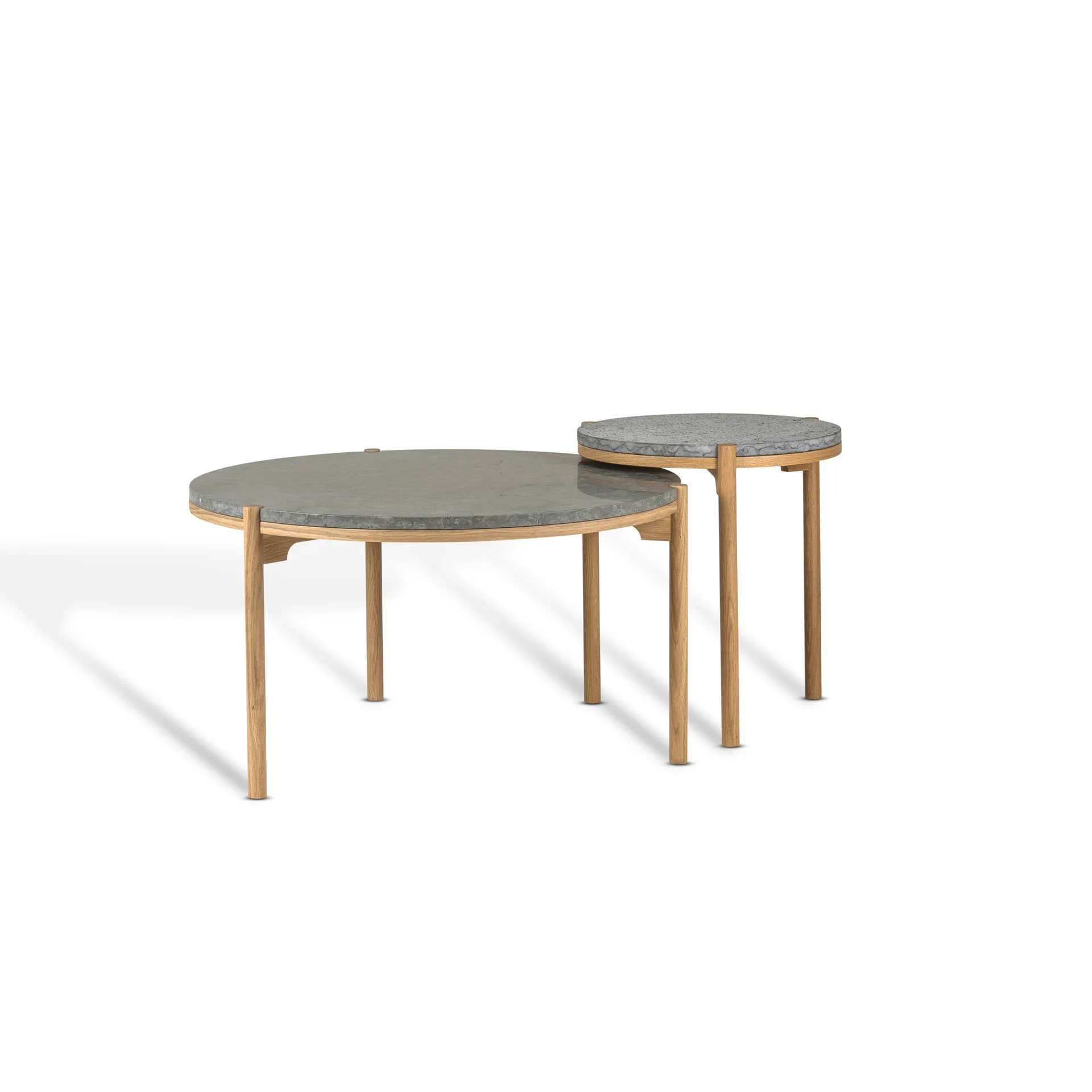 Dondo sidebord hvitpigmentert eik Ø45 cm, Høvlet kalkstein Mavis