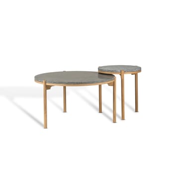 Dondo sofabord hvitpigmentert eik Ø80 cm - Slipt kalkstein - Mavis