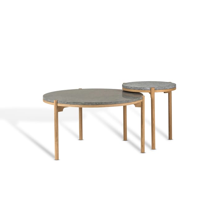 Dondo sofabord hvitpigmentert eik Ø80 cm, Slipt kalkstein Mavis