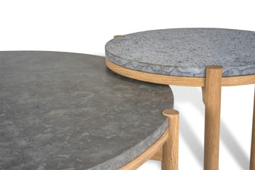 Dondo sofabord hvitpigmentert eik Ø80 cm - Slipt kalkstein - Mavis