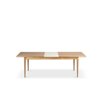 Höllviken spisebord - Eik hvitpigmentert mattlakk-1 ilegg-beige mdf á 50 cm - Mavis