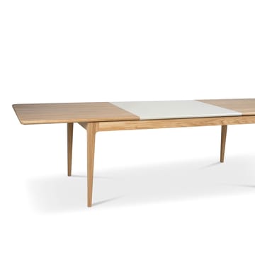 Höllviken spisebord - Eik hvitpigmentert mattlakk-1 ilegg-kalkstein á 50 cm - Mavis