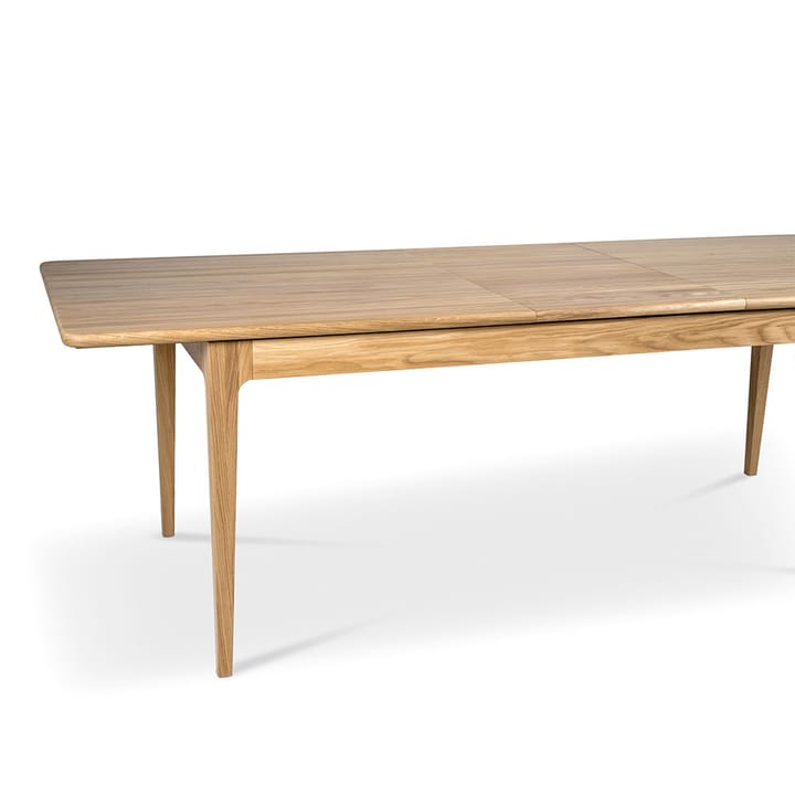 Höllviken spisebord, eik hvitpigmentert mattlakk, 2 ilegg, beige mdf à 50 cm Mavis