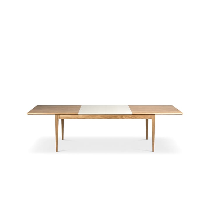 Höllviken spisebord - eik hvitpigmentert mattlakk, 2 ilegg, beige mdf à 50 cm - Mavis