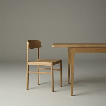 Höllviken spisebord - eik hvitpigmentert mattlakk, 2 ilegg, beige mdf à 50 cm - Mavis