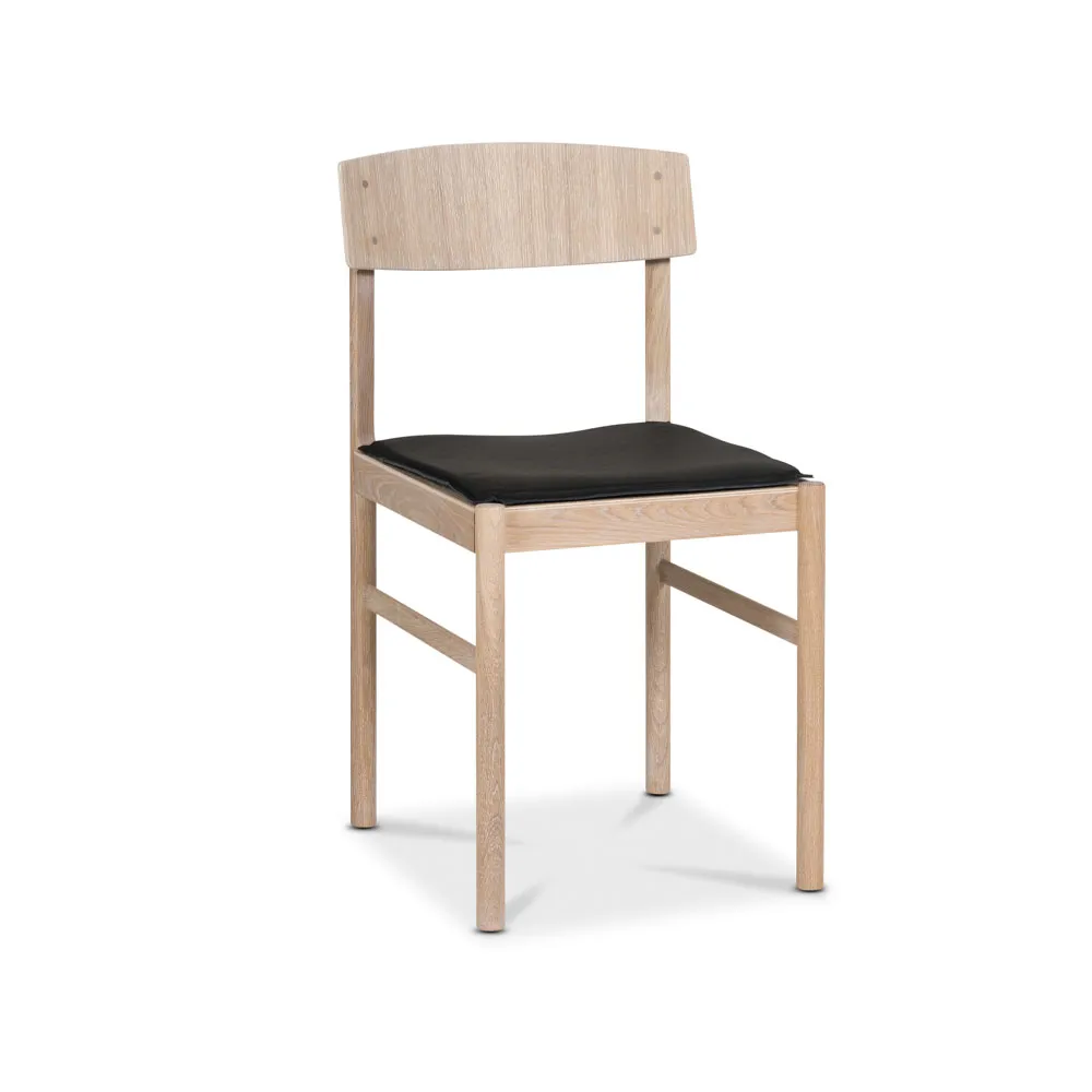 Rod stol pute, lær svart Mavis