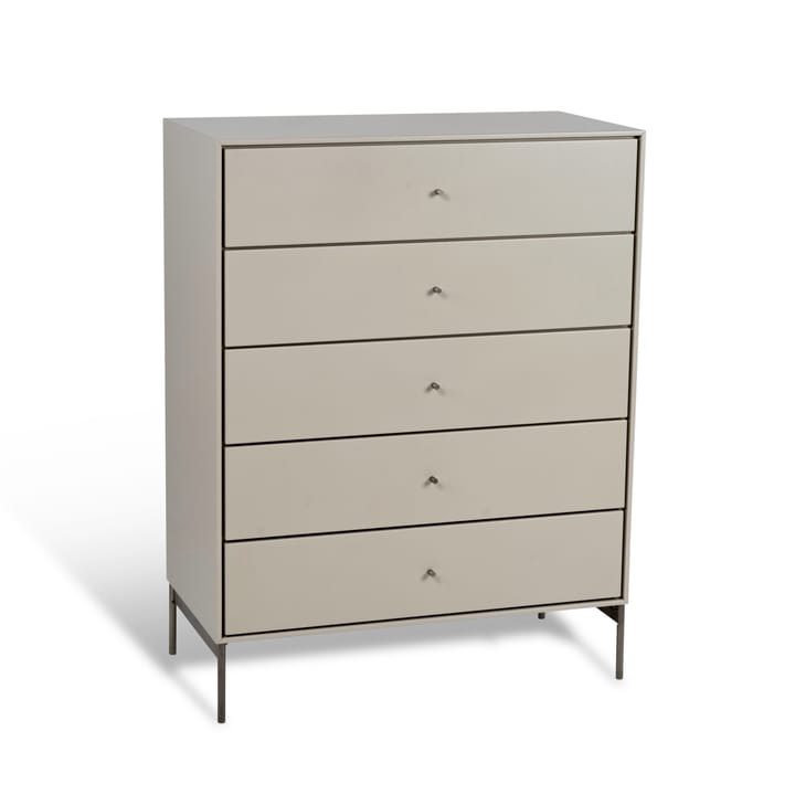 Volt kommode 5 skuffer beige, Detalj i rustfritt stål Mavis