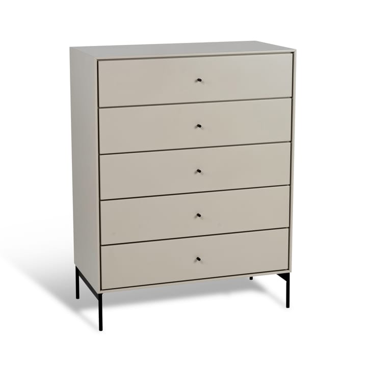 Volt kommode 5 skuffer beige, Detalj i svart Mavis