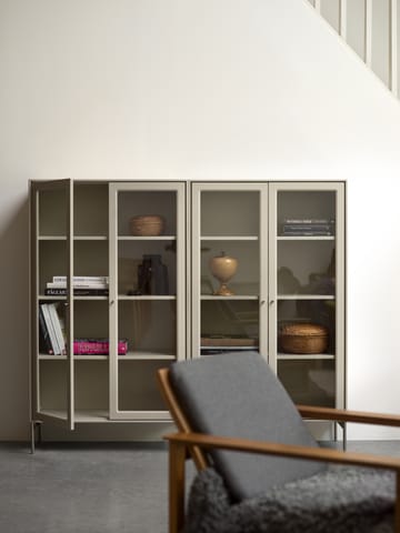 Volt vitrineskap 130 cm beige - Detalj i rustfritt stål - Mavis