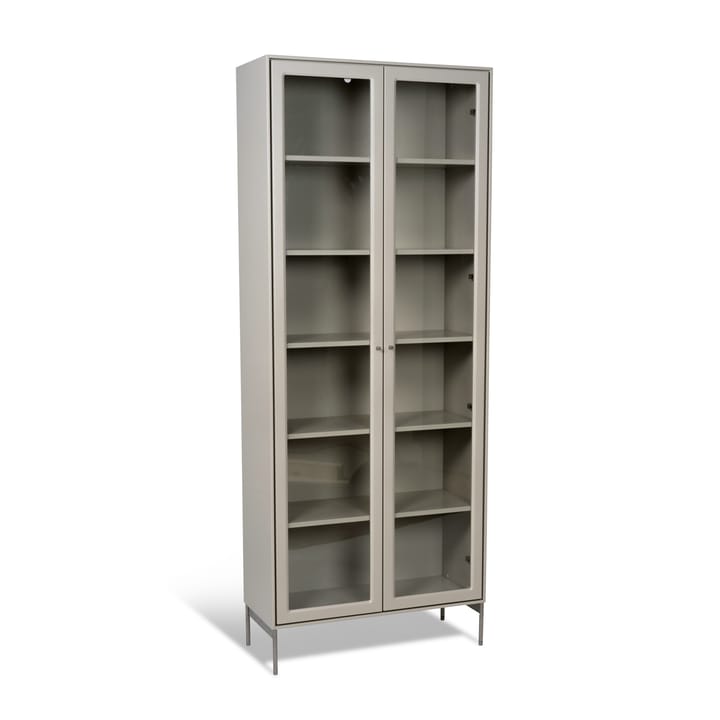 Volt vitrineskap 190 cm beige, Detalj i rustfritt stål Mavis