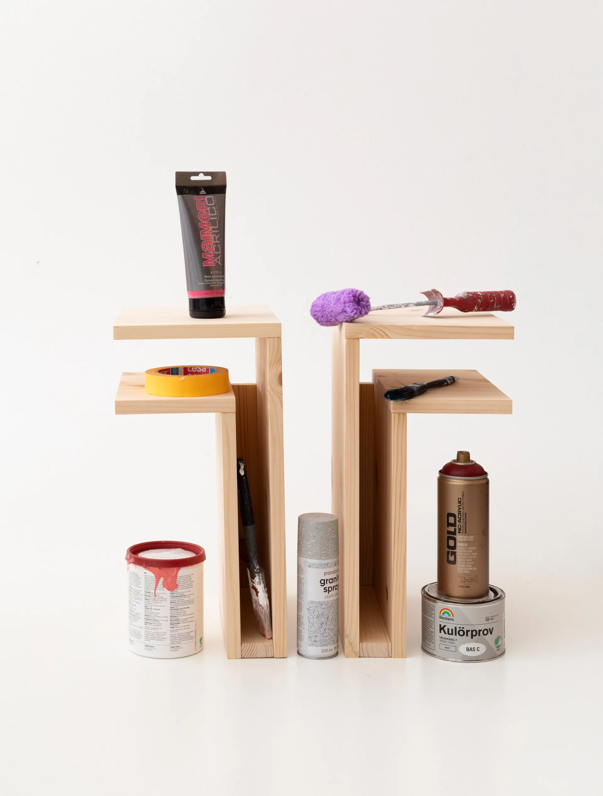 F-shelf Play DIY vegghylle, Pine, left Maze