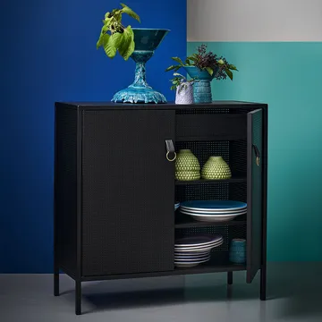 Liza skap - sort, skinndetalj - Maze