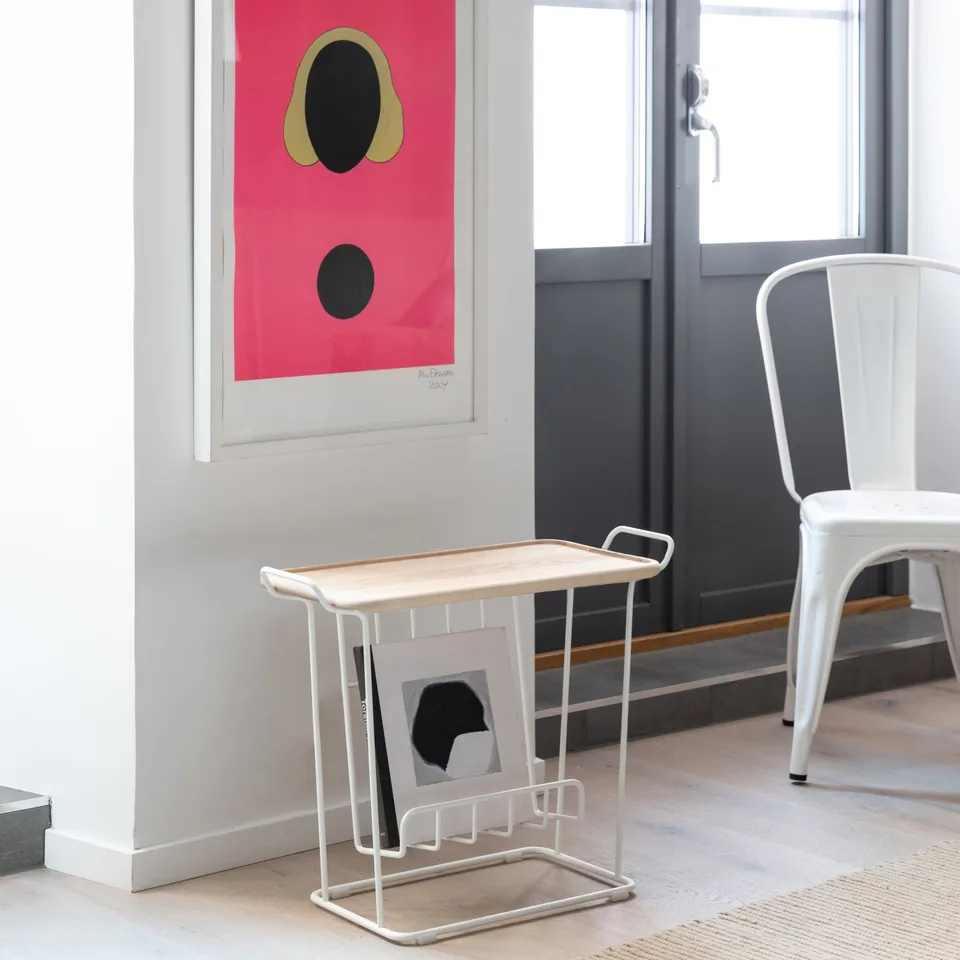 Minnie Mae Wood bord med brett, Hvit-lys ask Maze