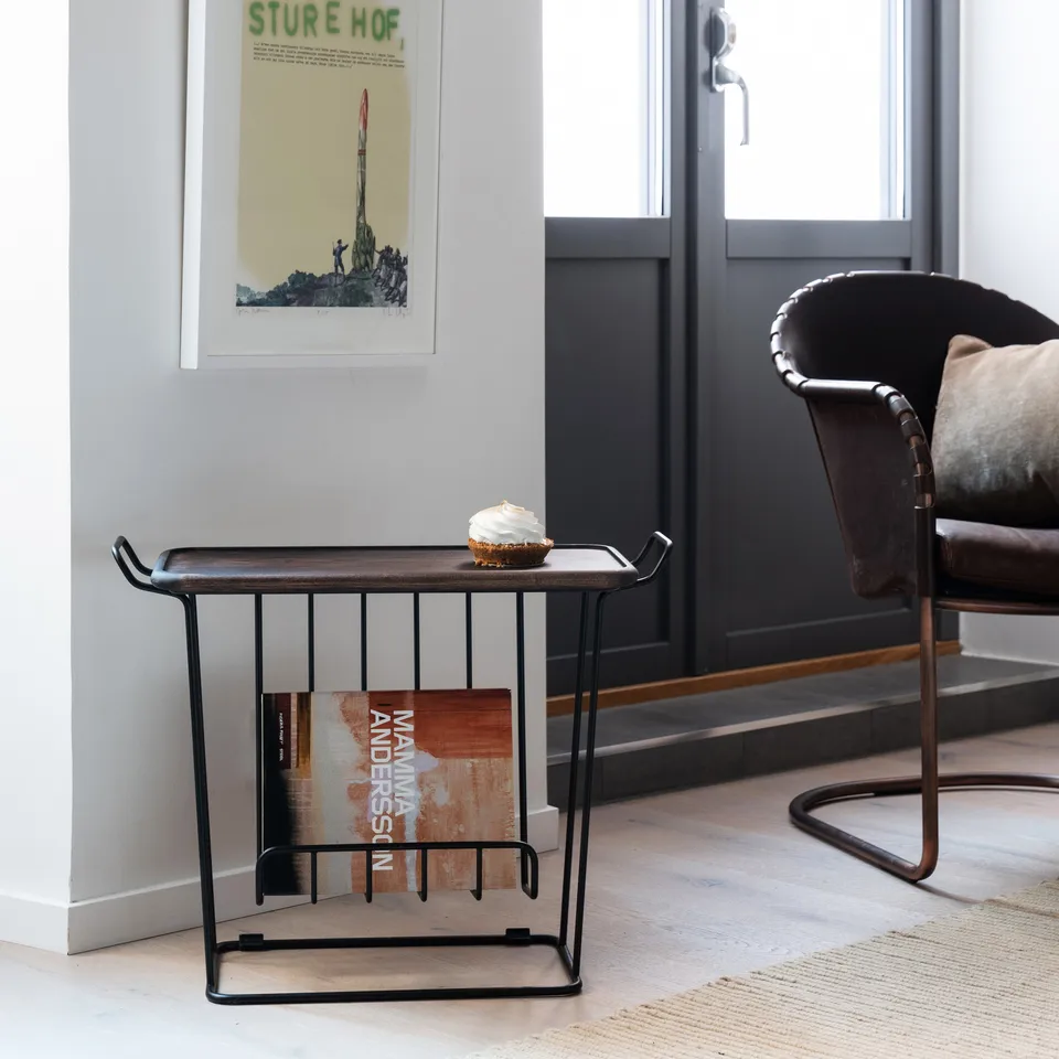 Minnie Mae Wood bord med brett, Svart-mørk ask Maze