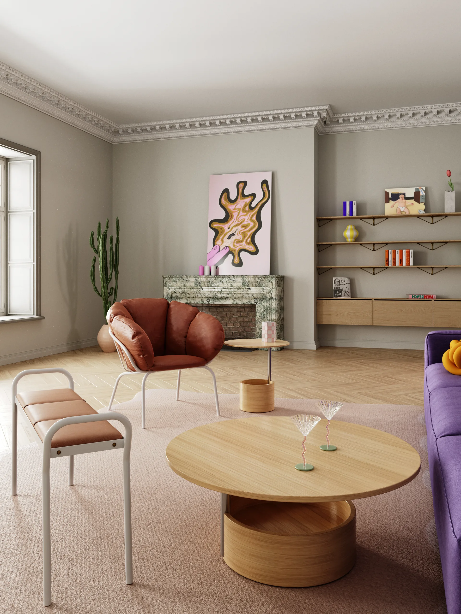 Parasol L salongbord Ø 90 cm, Oak Maze