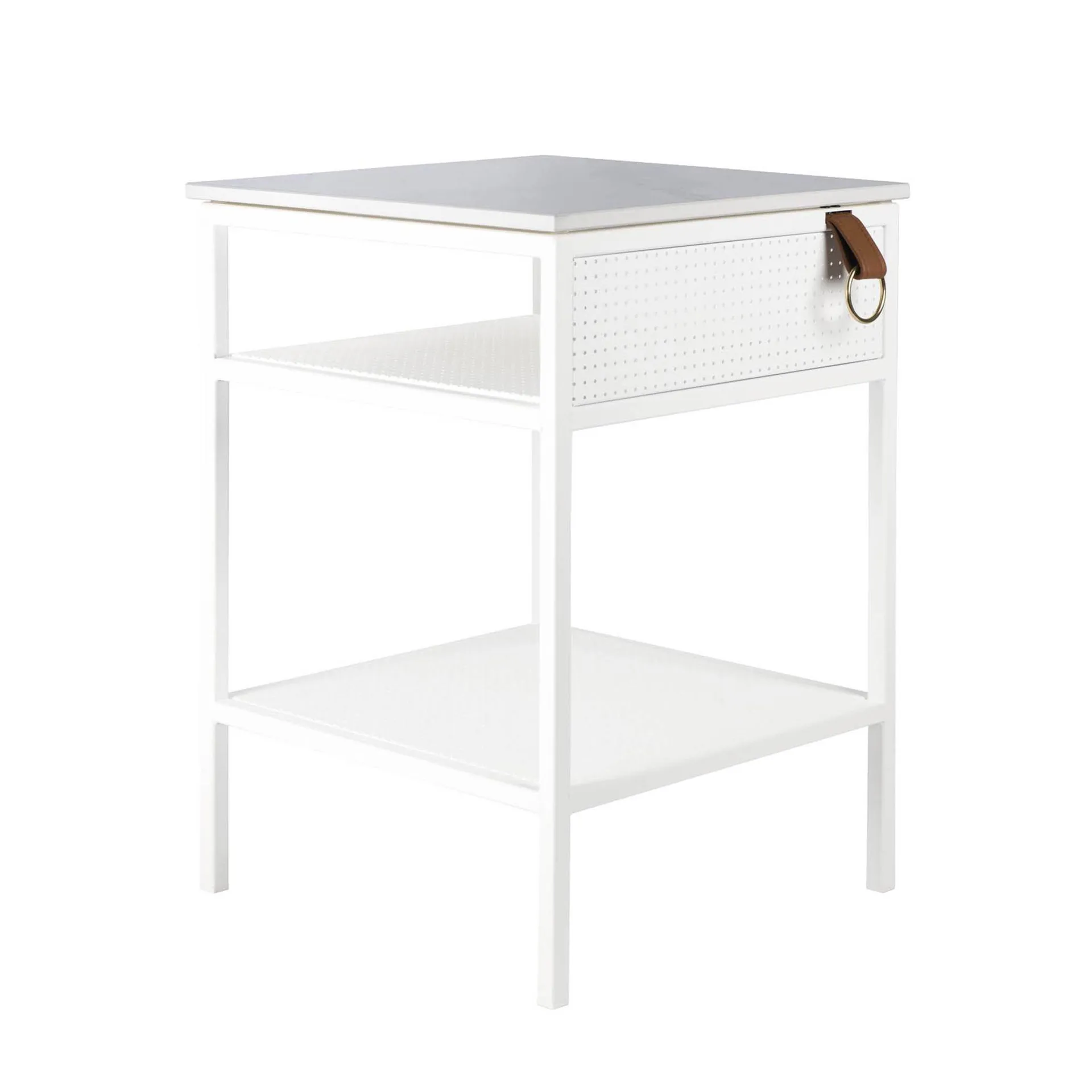 Tracy sidebord, høyerstilt, hvit Maze