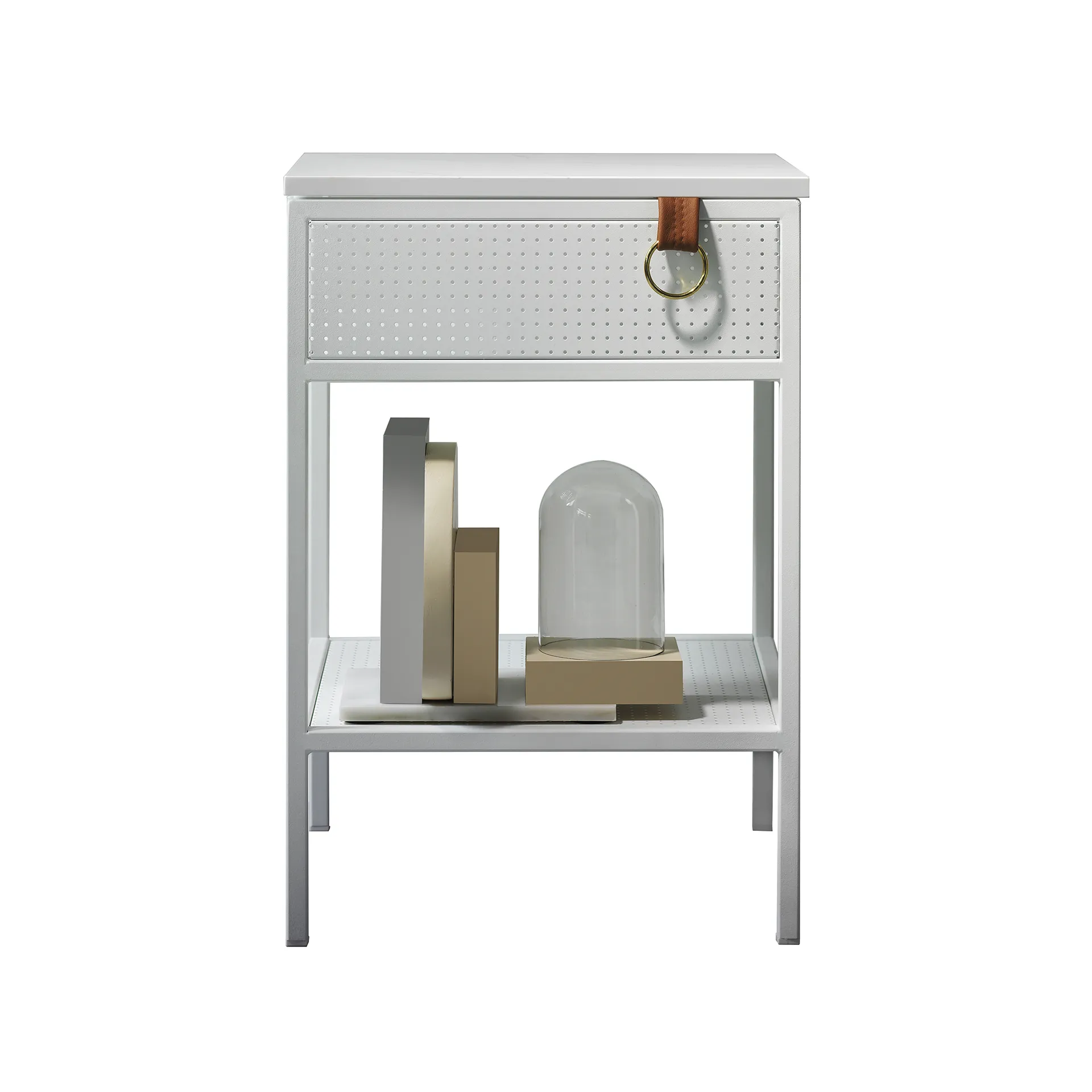 Tracy sidebord, høyerstilt, hvit Maze