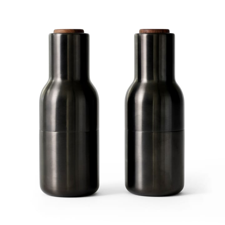 Bottle Grinder krydderkvern metall 2-stk. - Bronzed brass (valnøttlokk) - MENU