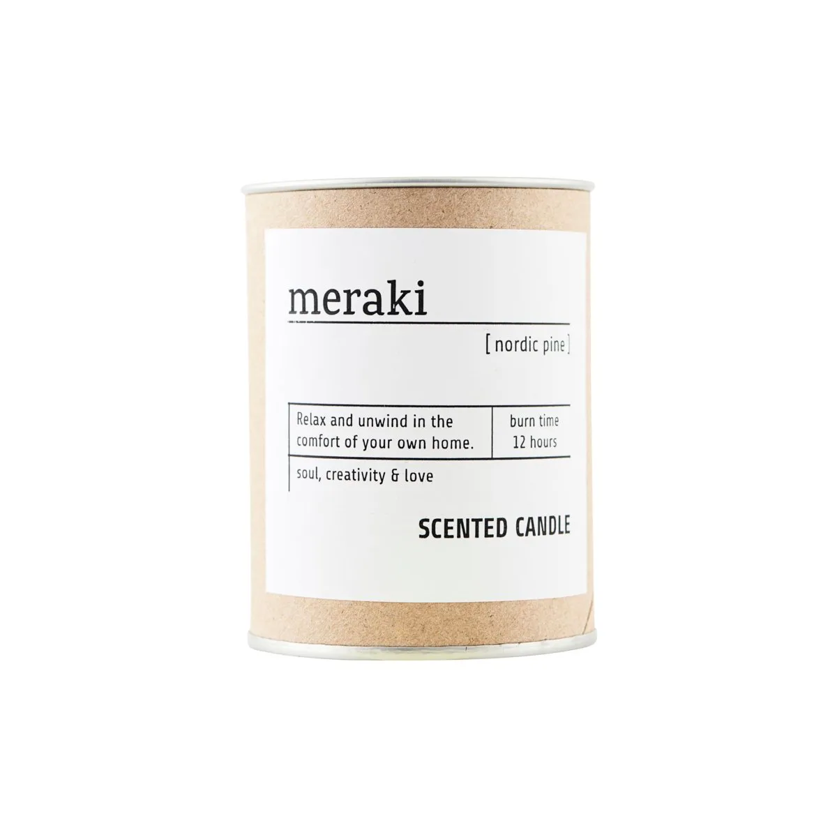 Meraki duftlys brunt glass 12 timer, Nordic pine Meraki