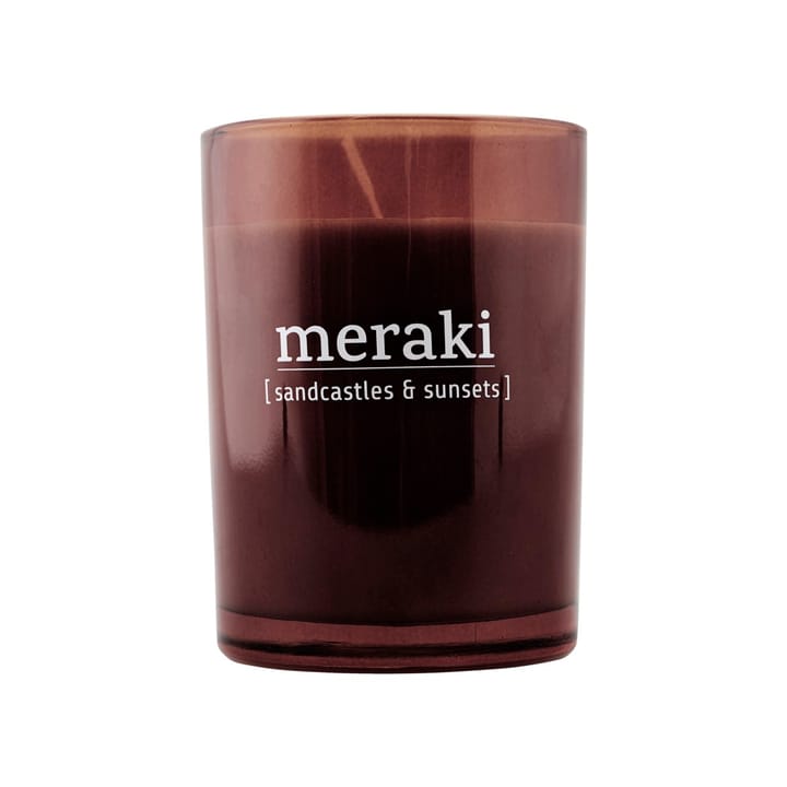 Meraki duftlys brunt glass 35 timer - sandcastles & sunsets - Meraki