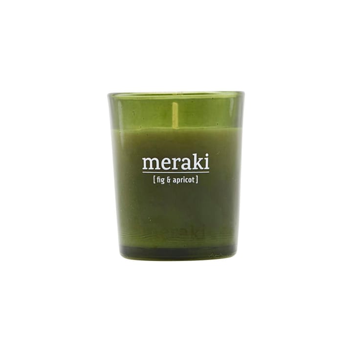 Meraki duftlys grønt glass 12 timer - Fig-apricot - Meraki