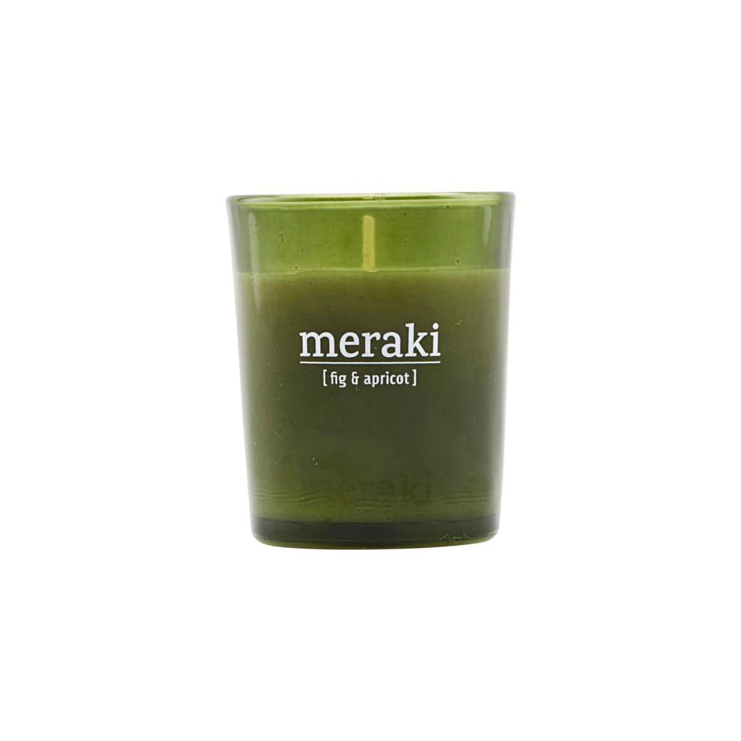 Meraki duftlys grønt glass 12 timer Fig-apricot | Skandinavisk Design | Duftlys & Duftpinner | Grønn