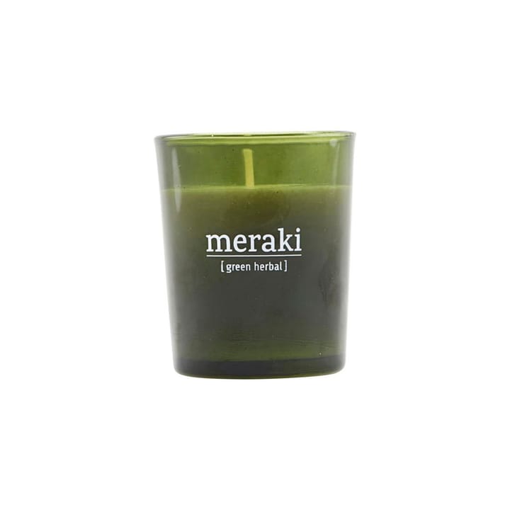 Meraki duftlys grønt glass 12 timer - Green herbal - Meraki