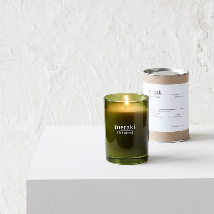 Meraki duftlys grønt glass 35 timer, Fig-apricot Meraki