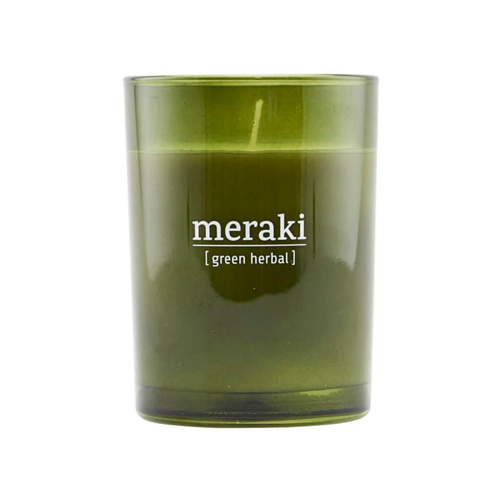 Meraki duftlys grønt glass 35 timer, Green herbal Meraki